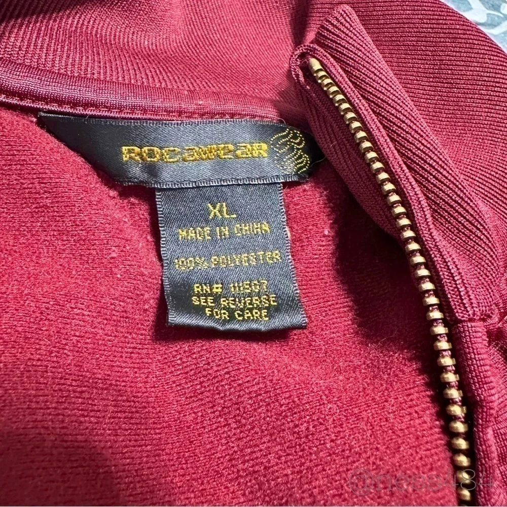 Rocawear Women Track Jacket Burgundy Athletic Full Zip Embroidered‎ Logo Size XL